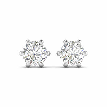 Ivana Jewels Earrings White Gold / 14KT 2.01 Carats Each Round Diamonds 6-Prongs Setting Studs Earrings