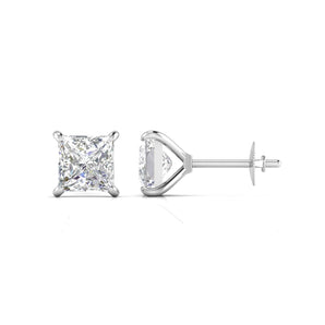 Ivana Jewels Earrings White Gold / 14KT 2.5 Carats Each Princess Cut Diamonds Studs Earrings