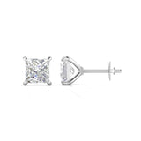 Ivana Jewels Earrings White Gold / 14KT 2.5 Carats Each Princess Cut Diamonds Studs Earrings