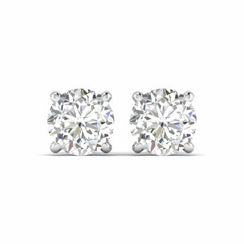 Ivana Jewels Earrings White Gold / 14KT 2.5 Carats Each Round Diamonds 4-Prongs Settings Studs Earrings