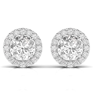 Ivana Jewels Earrings White Gold / 14KT 3.5 Carat Each Round Solitaire Diamonds Halo Stud Earring