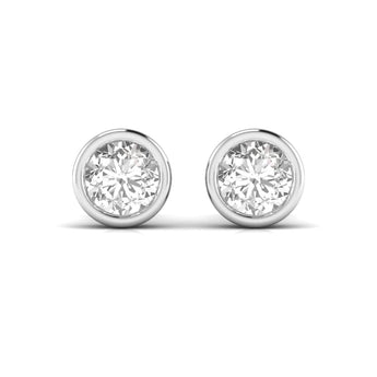 Ivana Jewels Earrings White Gold / 14KT 3 Carat Each Round Diamond Bezel Setting Studs Earring