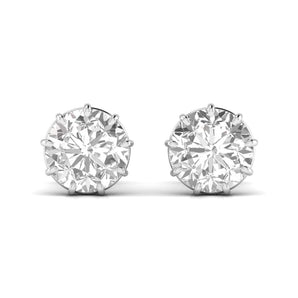 Ivana Jewels Earrings White Gold / 14KT 3 Carat Solitaire Round Diamond 9 Prongs Setting Studs Earring