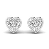 Ivana Jewels Earrings White Gold / 14KT 3 Carats Each Heart Shape Solitaire Diamond Three Bezel Setting Studs Earring