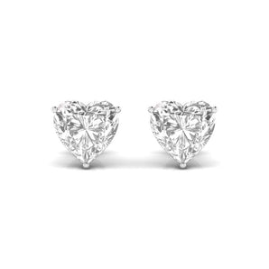 Ivana Jewels Earrings White Gold / 14KT 3 Carats Each Heart Shape Solitaire Diamond Three Prong Setting Studs Earring