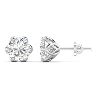 Ivana Jewels Earrings White Gold / 14KT 4 Carats Each Round Diamonds 6-prongs Setting Studs Earrings