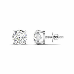 Ivana Jewels Earrings White Gold / 14KT 5 Carats Each Round Cut Diamonds Solitaire Studs Earrings