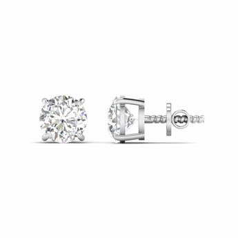 Ivana Jewels Earrings White Gold / 14KT 5 Carats Each Round Cut Diamonds Solitaire Studs Earrings