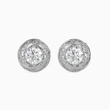 Ivana Jewels Earrings White Gold / 14KT 80 Pointers Round Diamond Centre Solitaire Halo Studs Earring