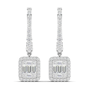 Ivana Jewels Earrings White Gold / 14KT Baguette and Round Diamond Earrings