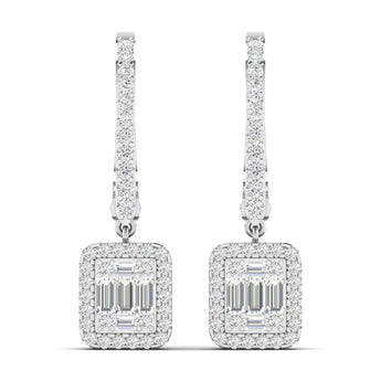 Ivana Jewels Earrings White Gold / 14KT Baguette and Round Diamond Earrings