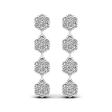 Ivana Jewels Earrings White Gold / 14KT Circular Crystal Cluster Drop Earring