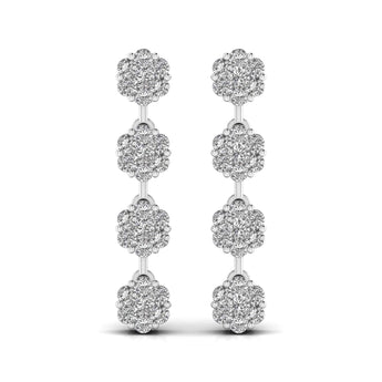 Ivana Jewels Earrings White Gold / 14KT Circular Crystal Cluster Drop Earring