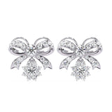 Ivana Jewels Earrings White Gold / 14KT Dainty Bow and Crystal Earrings