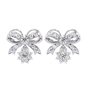 Ivana Jewels Earrings White Gold / 14KT Dainty Bow and Crystal Earrings