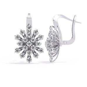 Ivana Jewels Earrings White Gold / 14KT Dainty Flower Earrings with Stones