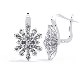 Ivana Jewels Earrings White Gold / 14KT Dainty Flower Earrings with Stones