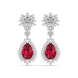 Ivana Jewels Earrings White Gold / 14KT Dangle Ruby Diamond Earrings