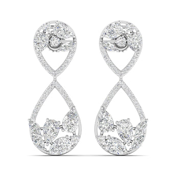 Ivana Jewels Earrings White Gold / 14KT Dazzling Pear & Round Diamond Drop Earrings