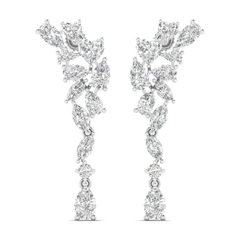 Ivana Jewels Earrings White Gold / 14KT Diamond Cluster Cascade Earrings