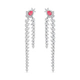 Ivana Jewels Earrings White Gold / 14KT Diamond Dangle Earrings with Pink Diamond Accents