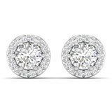Ivana Jewels Earrings White Gold / 14KT Diamond Halo Studs in Two-Tone Gold