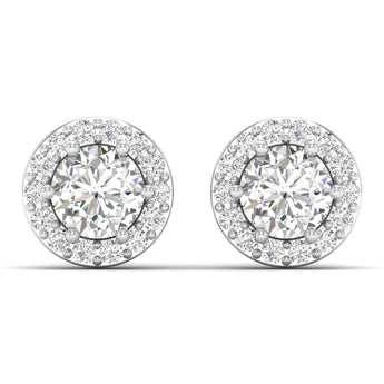 Ivana Jewels Earrings White Gold / 14KT Diamond Halo Studs in Two-Tone Gold