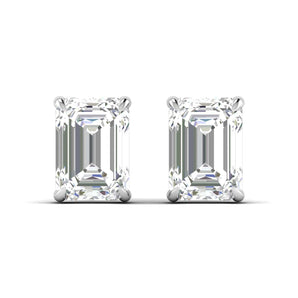 Ivana Jewels Earrings White Gold / 14KT Elegant Emerald Cut Diamond Earrings