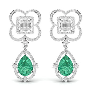 Ivana Jewels Earrings White Gold / 14KT Fancy Shape Diamonds & Round Shape Diamonds Earring