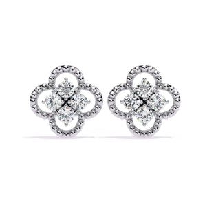 Ivana Jewels Earrings White Gold / 14KT Four-Stone Clover Diamond Earrings