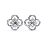 Ivana Jewels Earrings White Gold / 14KT Four-Stone Clover Diamond Earrings