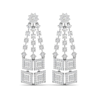 Ivana Jewels Earrings White Gold / 14KT Geometric Diamond Dangle Earrings