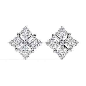 Ivana Jewels Earrings White Gold / 14KT Geometric Diamond Stud Earrings