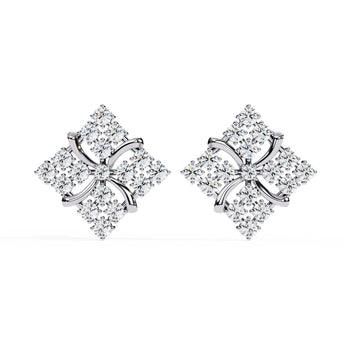 Ivana Jewels Earrings White Gold / 14KT Geometric Diamond Stud Earrings