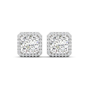 Ivana Jewels Earrings White Gold / 14KT Large Diamond Halo Studs for Women