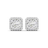 Ivana Jewels Earrings White Gold / 14KT Large Diamond Halo Studs for Women