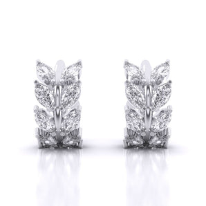 Ivana Jewels Earrings White Gold / 14KT Laurel leaf Hoop Huggies Earrings