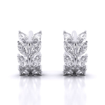 Ivana Jewels Earrings White Gold / 14KT Laurel leaf Hoop Huggies Earrings