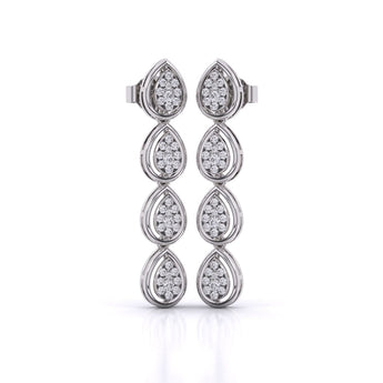 Ivana Jewels Earrings White Gold / 14KT Leaf Design Drop Earrings
