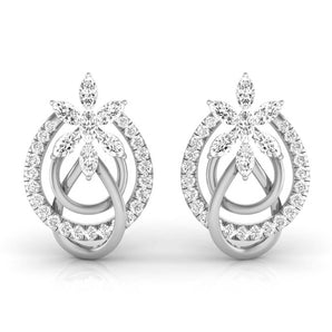 Ivana Jewels Earrings White Gold / 14KT Marquise & Round Diamond Knot Earring