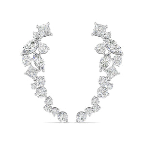 Ivana Jewels Earrings White Gold / 14KT Multi-Shape Diamond Climber Earrings