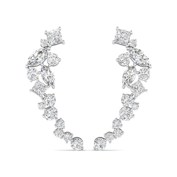 Ivana Jewels Earrings White Gold / 14KT Multi-Shape Diamond Climber Earrings