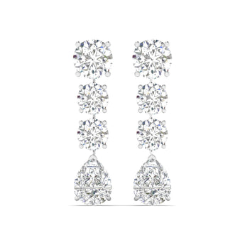 Ivana Jewels Earrings White Gold / 14KT Pear and Round Diamond Earrings