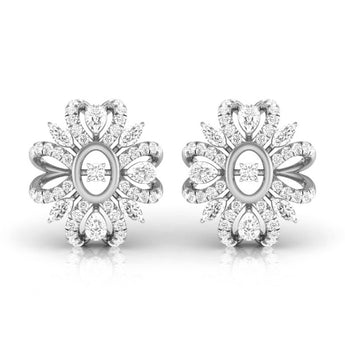 Ivana Jewels Earrings White Gold / 14KT Pear, Marquise & Round Diamond Clustered Stud Earrings