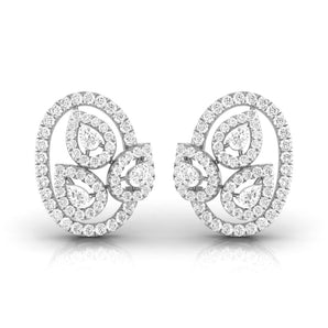 Ivana Jewels Earrings White Gold / 14KT Pear & Round Diamond Leaf Stud Earrings
