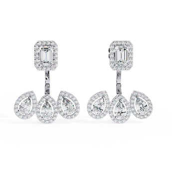 Ivana Jewels Earrings White Gold / 14KT Rectangular and Teardrop Diamond Earrings