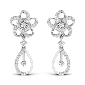 Ivana Jewels Earrings White Gold / 14KT Round Cut Diamonds Dangler Earring