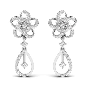 Ivana Jewels Earrings White Gold / 14KT Round Cut Diamonds Dangler Earring
