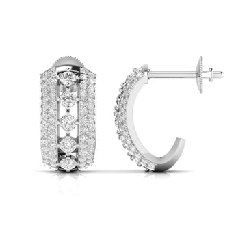 Ivana Jewels Earrings White Gold / 14KT Round Cut Diamonds Sparkling Hoops Earrings