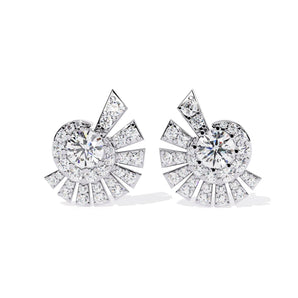 Ivana Jewels Earrings White Gold / 14KT Round Diamond Cluster Earrings